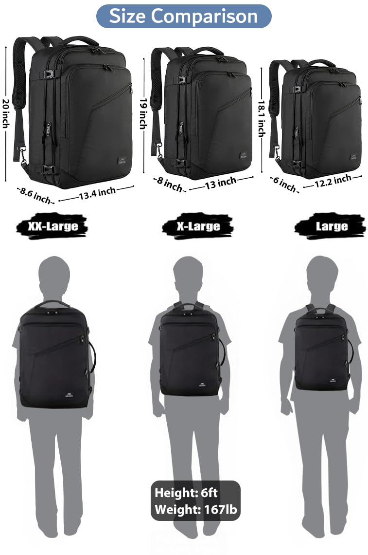 MATEIN 40L Carry-On Travel Backpack, Black