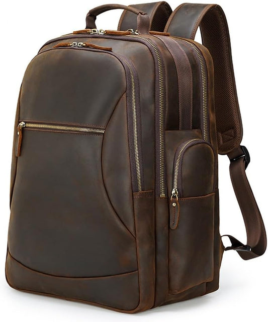Full Grain Leather Backpack for Men Laptop Bag