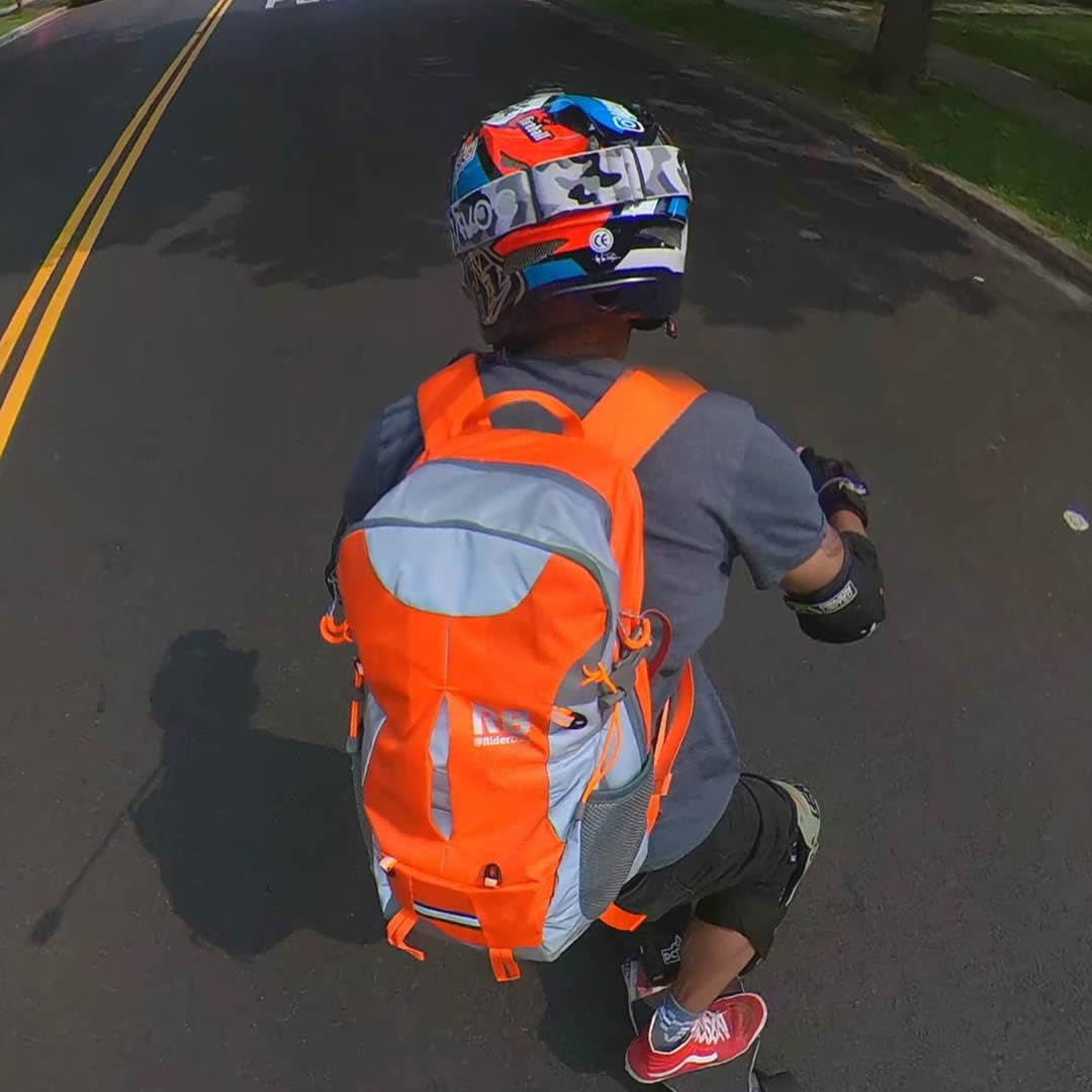 Reflective Motorcycle Backpack with Helmet Holder, Green