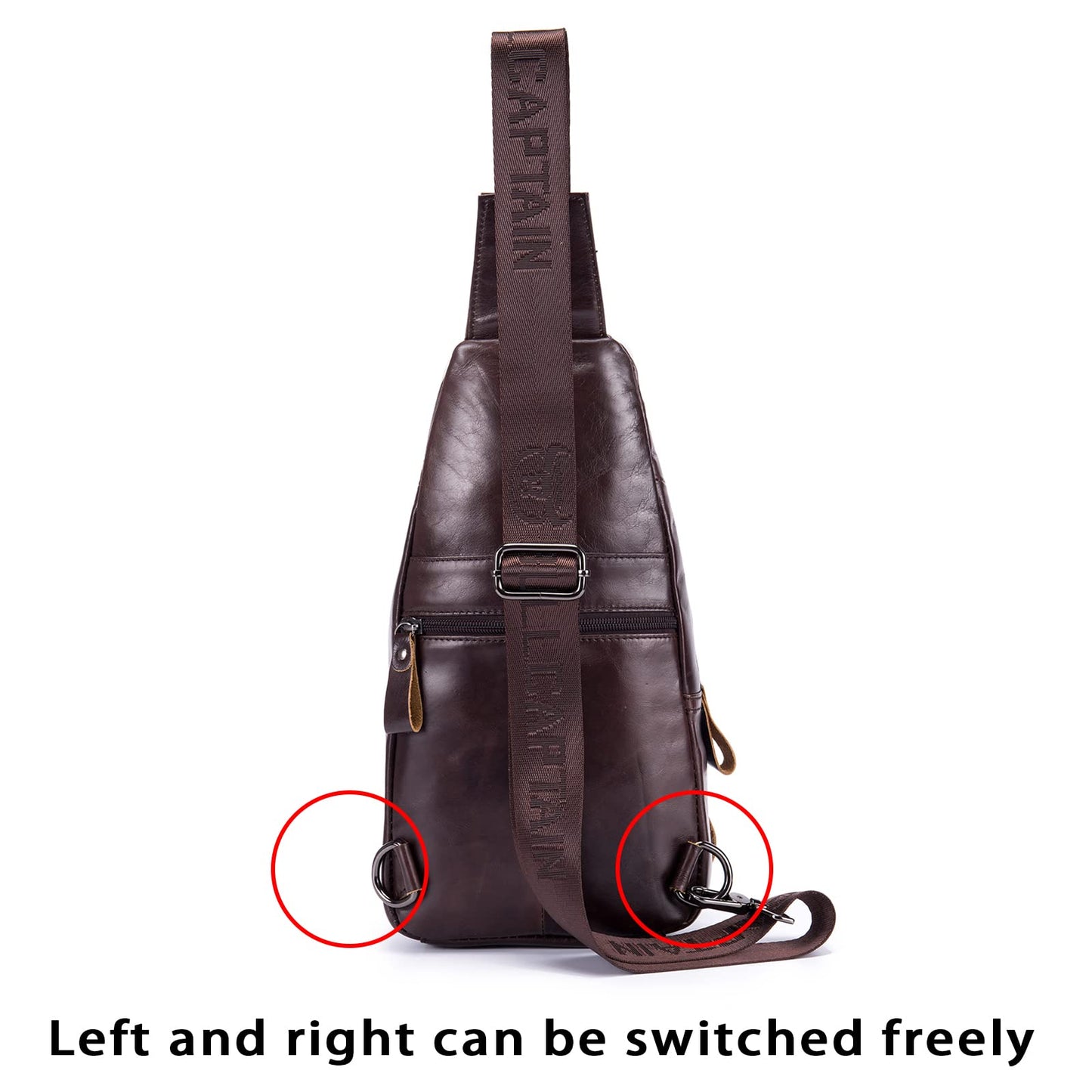 LUKZIJAES Genuine Leather Sling Bag for Men