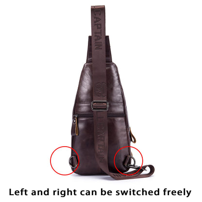 LUKZIJAES Genuine Leather Sling Bag for Men