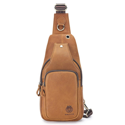 LUKZIJAES Genuine Leather Sling Bag for Men