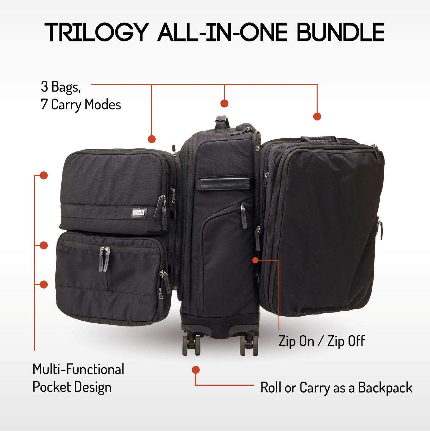 Trilogy 3-in-1 Rolling Pack Bundle, Zinfandel