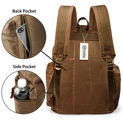 GEARONIC Vintage Canvas Laptop Backpack, 15"