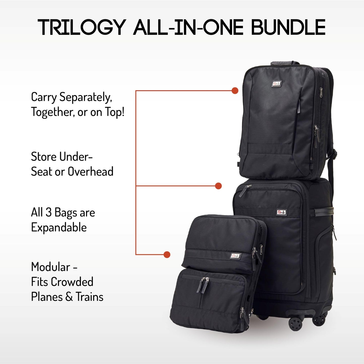Trilogy 3-in-1 Rolling Pack Bundle, Zinfandel