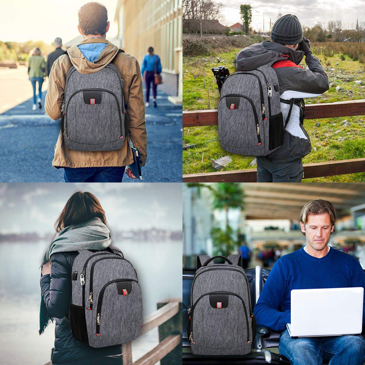 Travel Laptop Backpack, Black Backpack for Men and Women