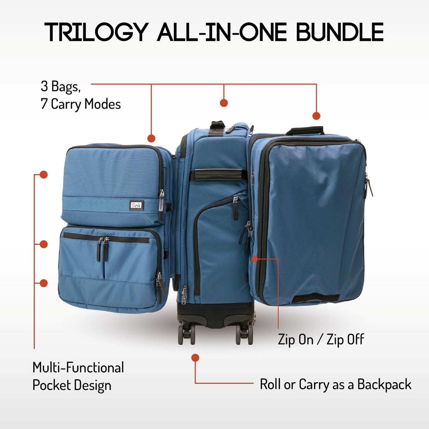Trilogy 3-in-1 Rolling Pack Bundle, Zinfandel