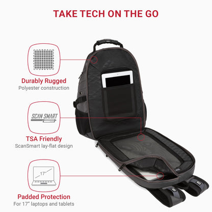 SwissGear 1900 ScanSmart TSA Laptop Backpack, 17" Black