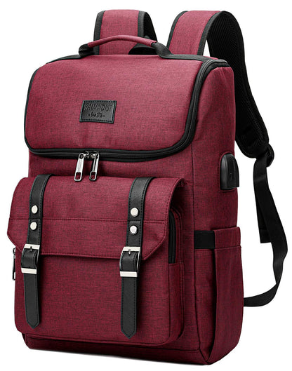 YALUNDISI Vintage Laptop Backpack with USB, Black