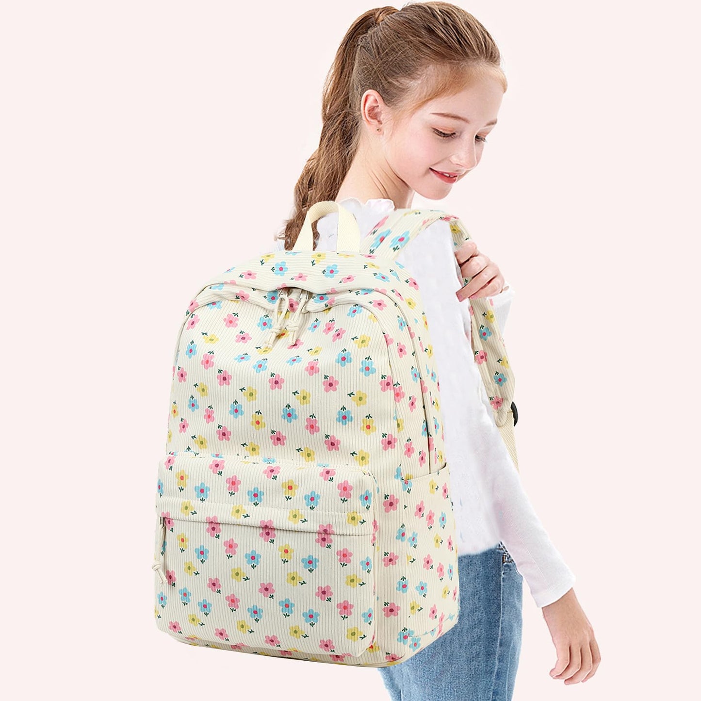 School Backpack for Teen Girls & Women, Corduroy