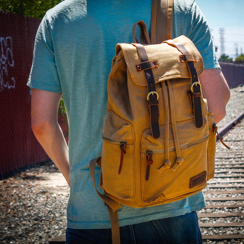 GEARONIC Vintage Canvas Laptop Backpack, 15"