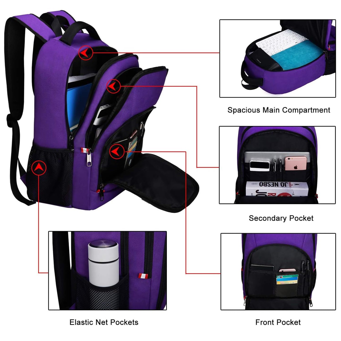 Travel Laptop Backpack, Black Backpack for Men and Women