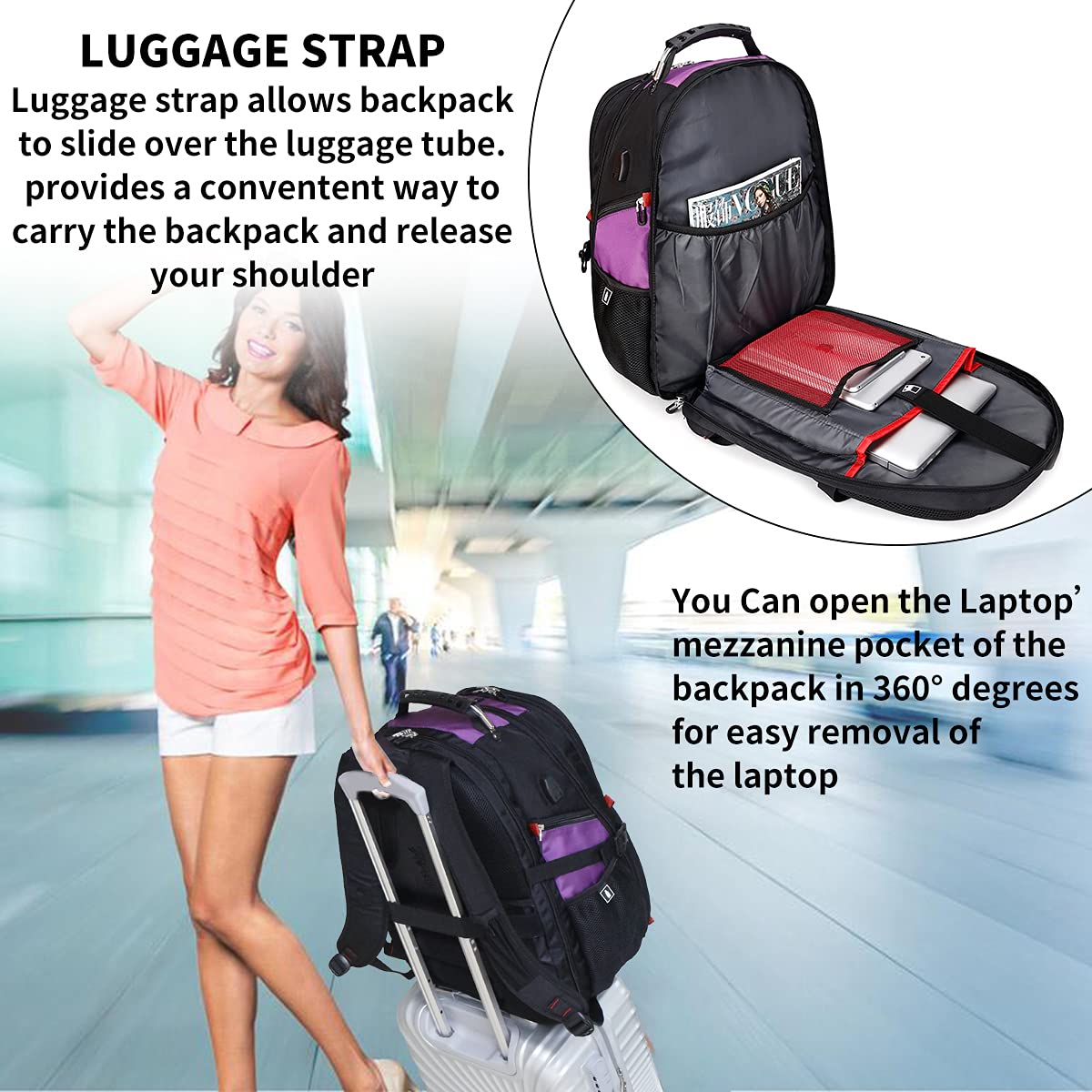 SHRRADOO 50L Laptop Backpack with USB
