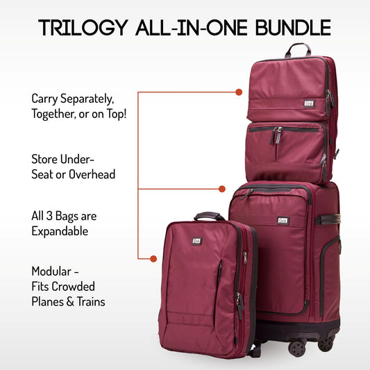 Trilogy 3-in-1 Rolling Pack Bundle, Zinfandel