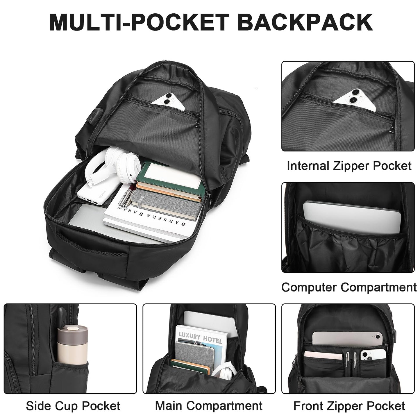 Seyfocnia Gym Backpack with USB, Men’s