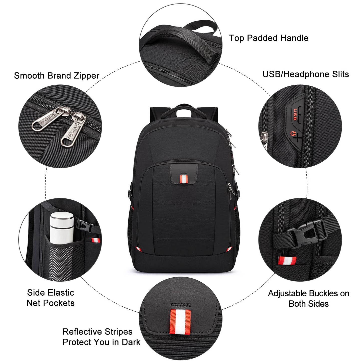 Travel Laptop Backpack, Black Backpack for Men and Women