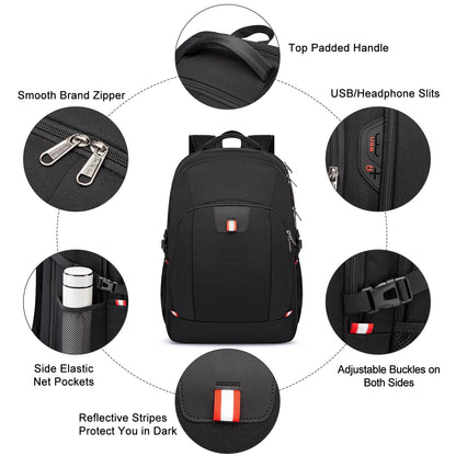 Travel Laptop Backpack, Black Backpack for Men and Women