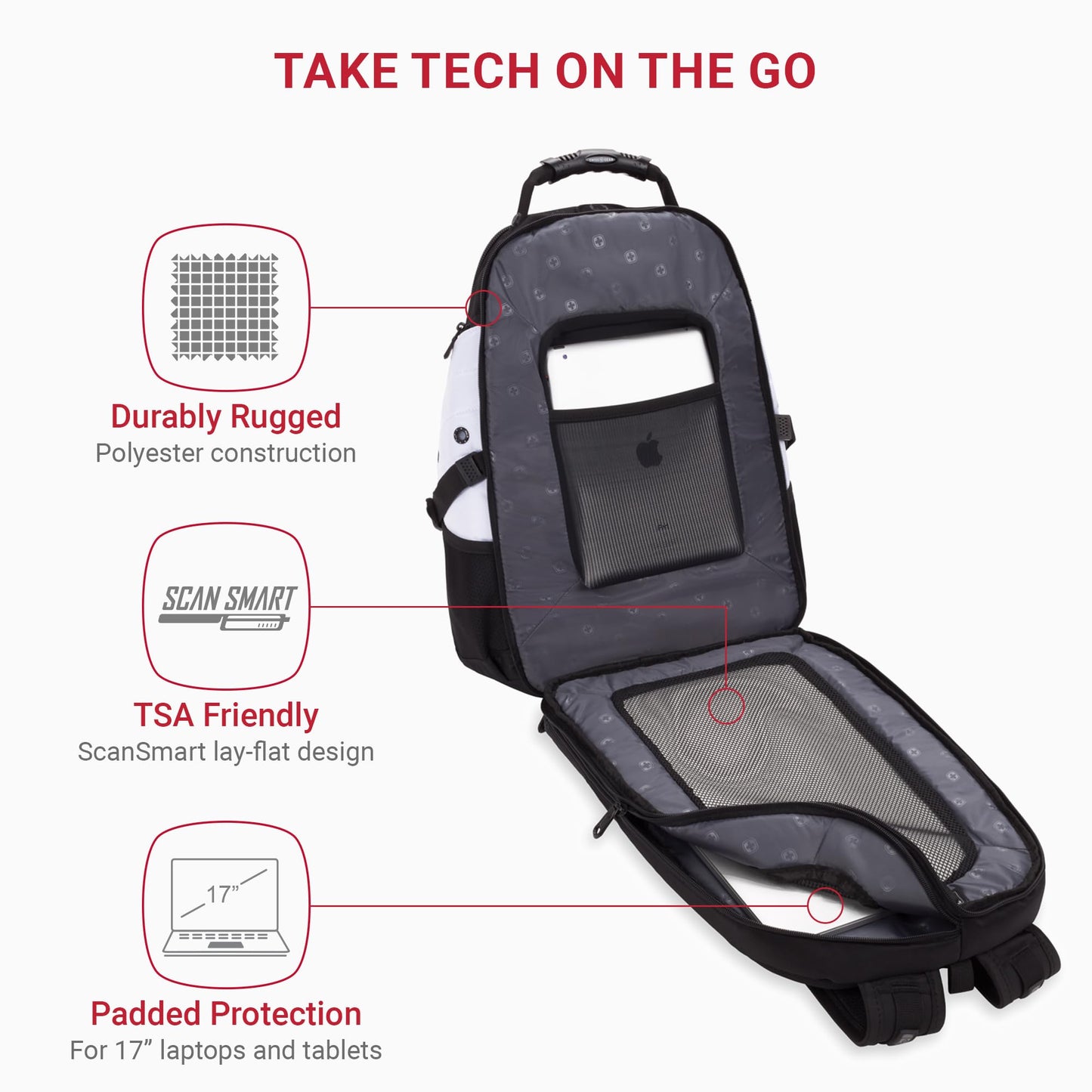 SwissGear 1900 ScanSmart TSA Laptop Backpack, 17" Black