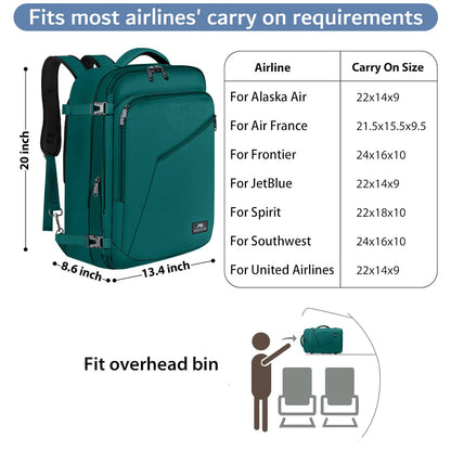 MATEIN 40L Carry-On Travel Backpack, Black