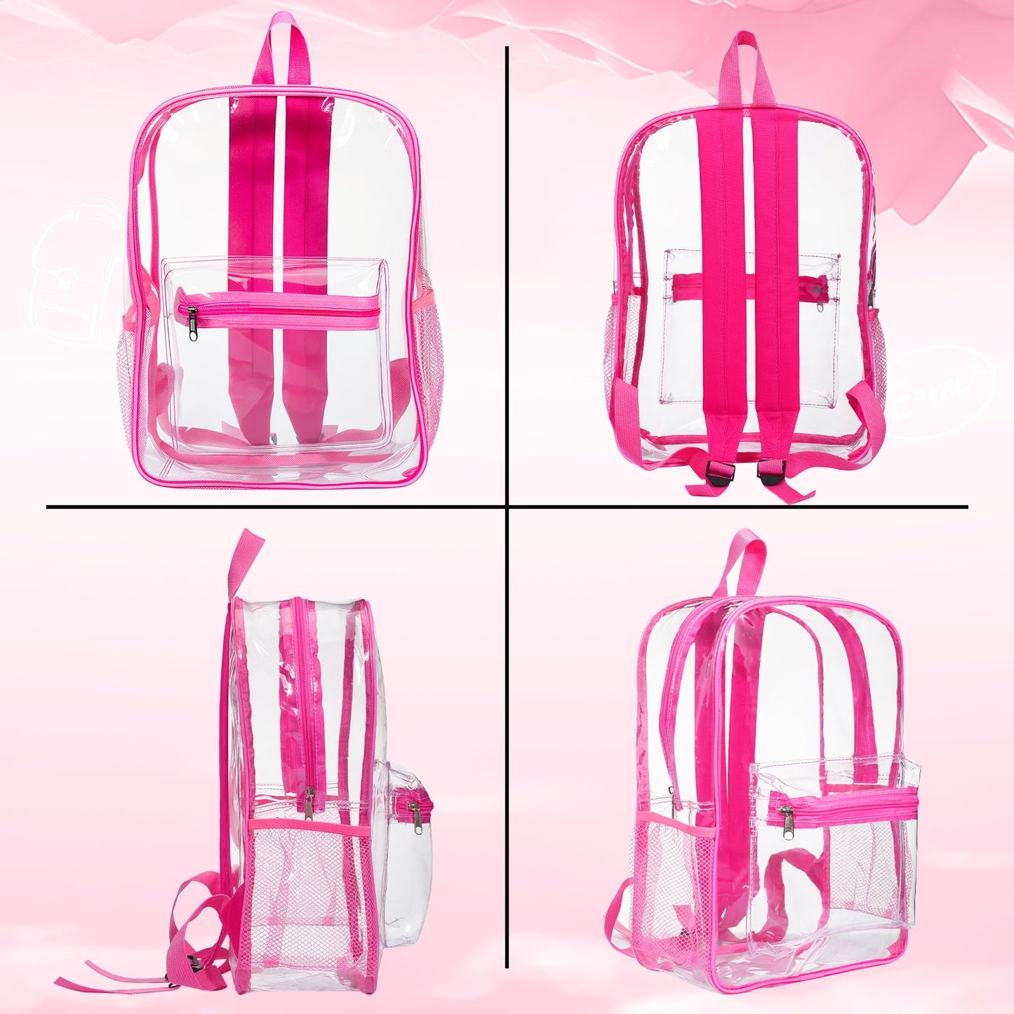 Silkfly Clear Backpacks 72-Pack, PVC Transparent