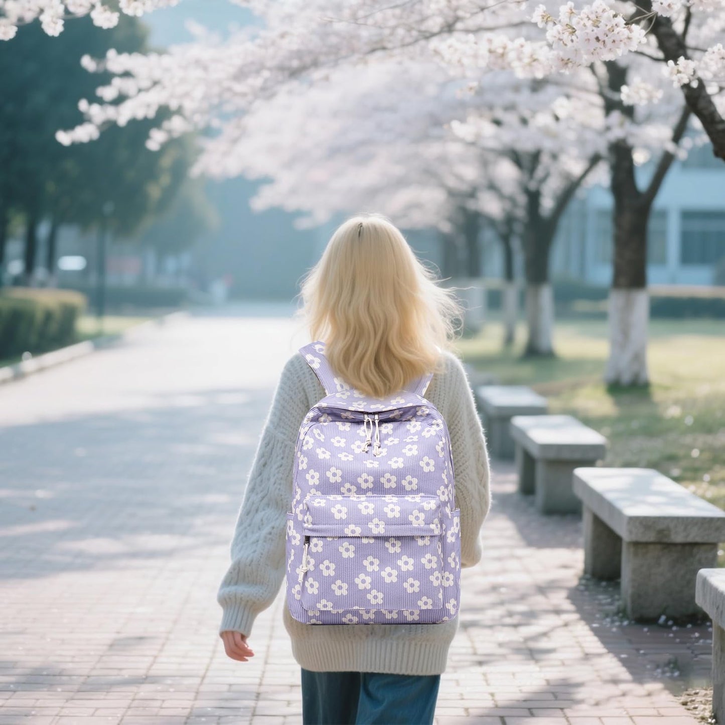 School Backpack for Teen Girls & Women, Corduroy