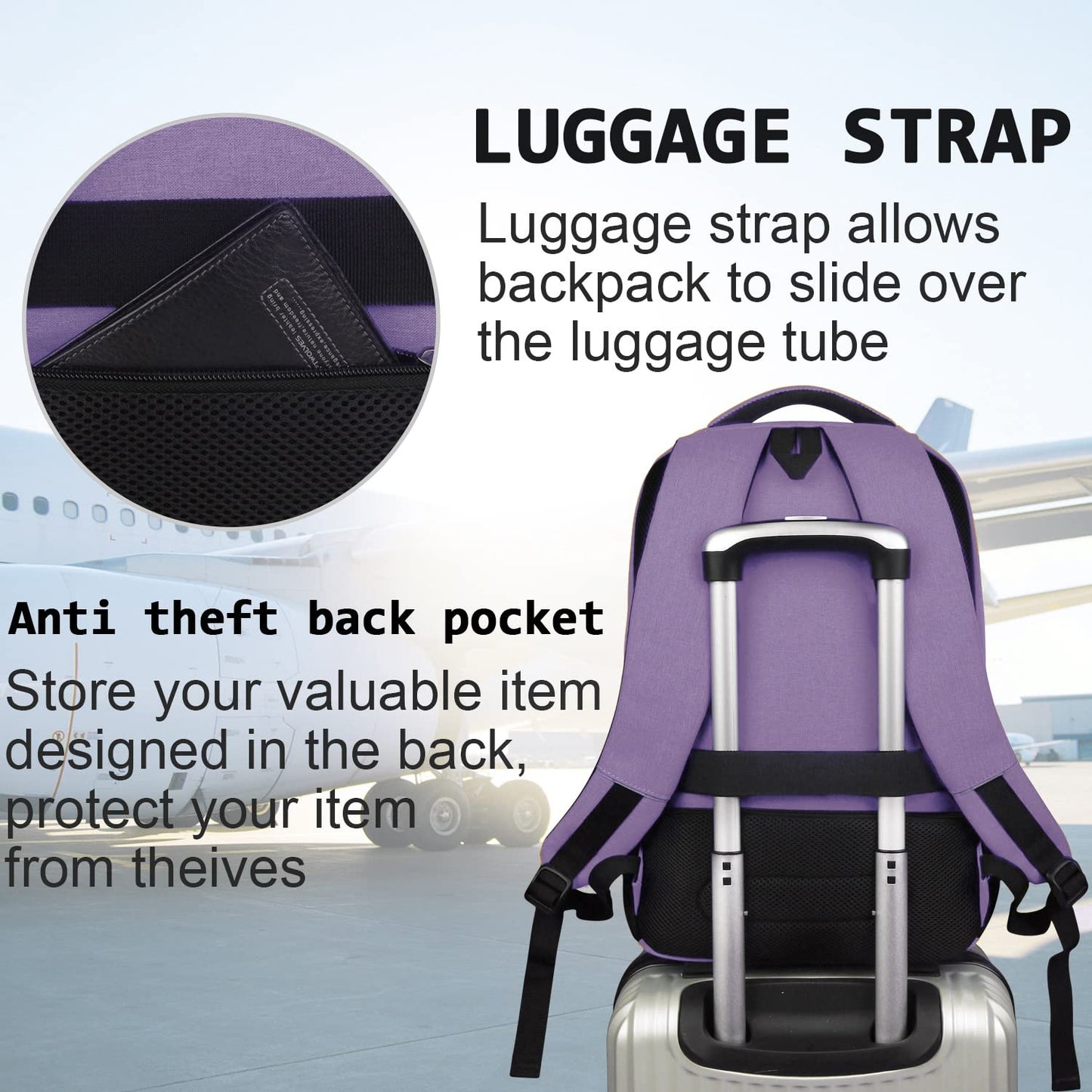 Anti-Theft Laptop Backpack with USB – 15.6" Black