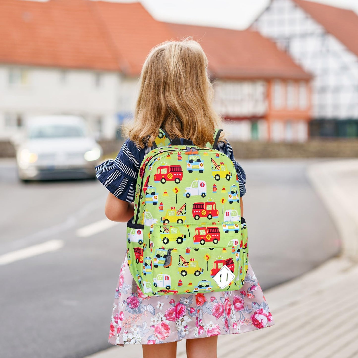 15" Kids Backpack for Preschool – Cute Car Design,