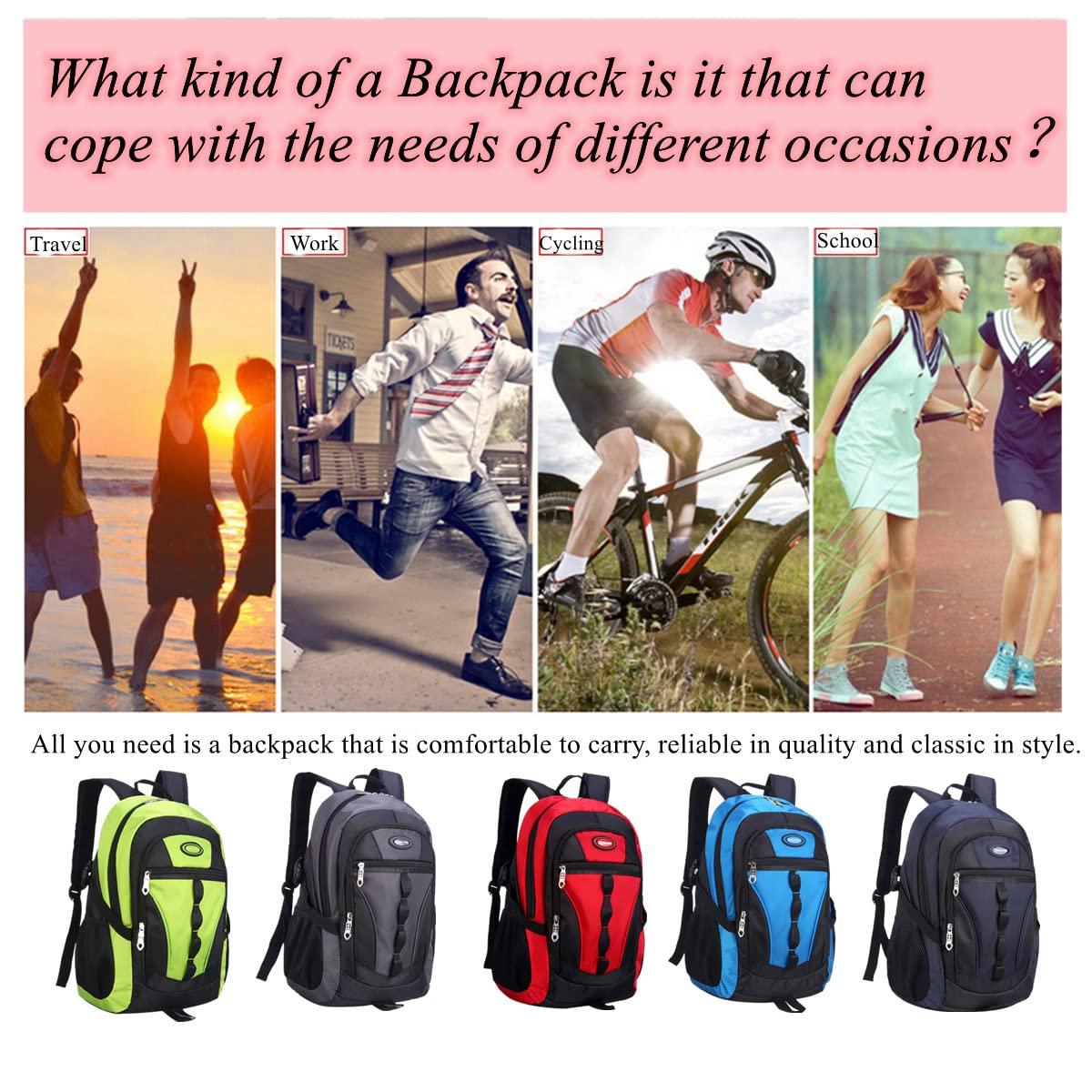 Men's Retro Travel & College Backpack, Large Capacity