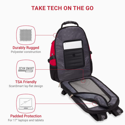 SwissGear 1900 ScanSmart TSA Laptop Backpack, 17" Black
