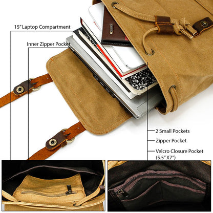 GEARONIC Vintage Canvas Laptop Backpack, 15"