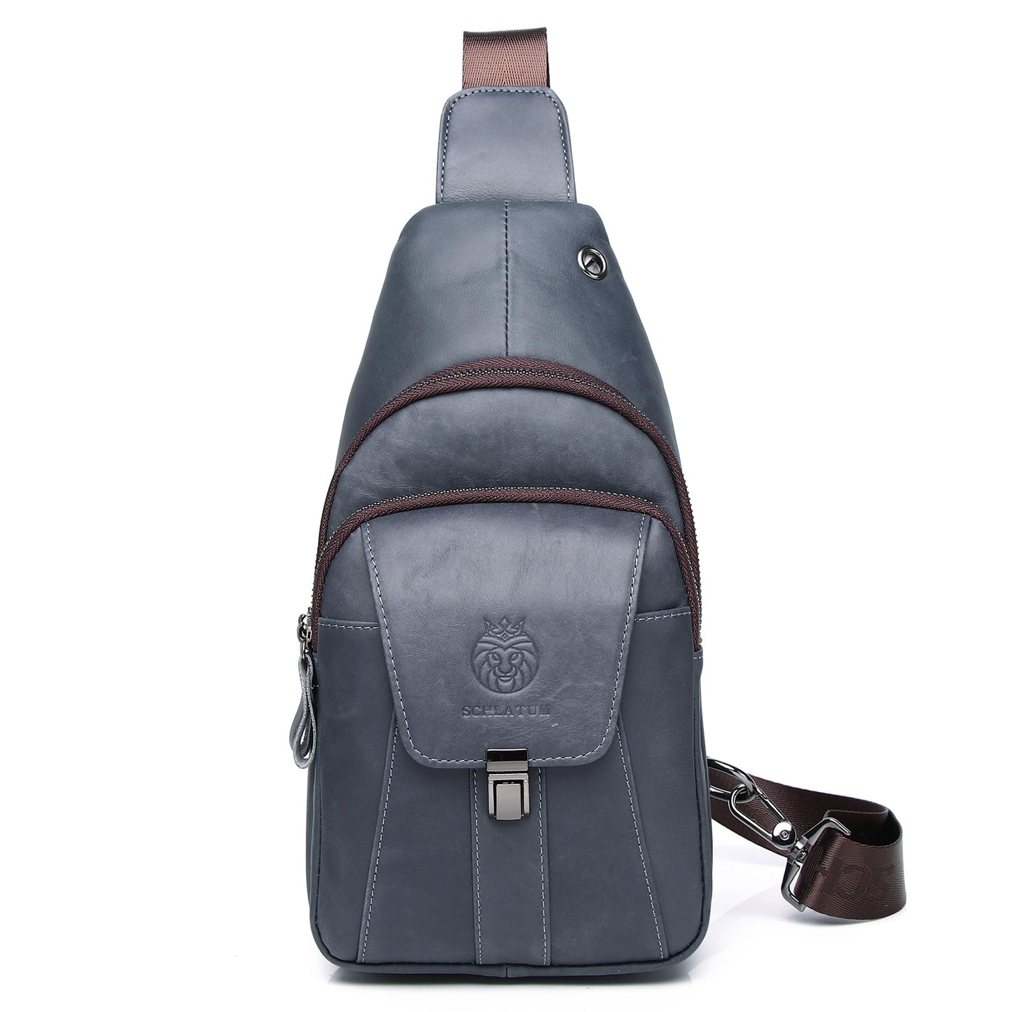 LUKZIJAES Genuine Leather Sling Bag for Men
