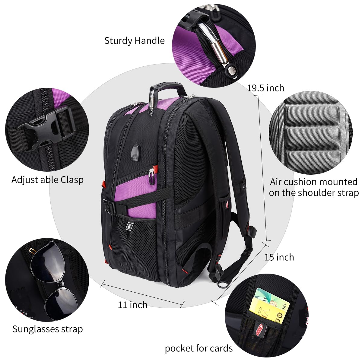 SHRRADOO 50L Laptop Backpack with USB