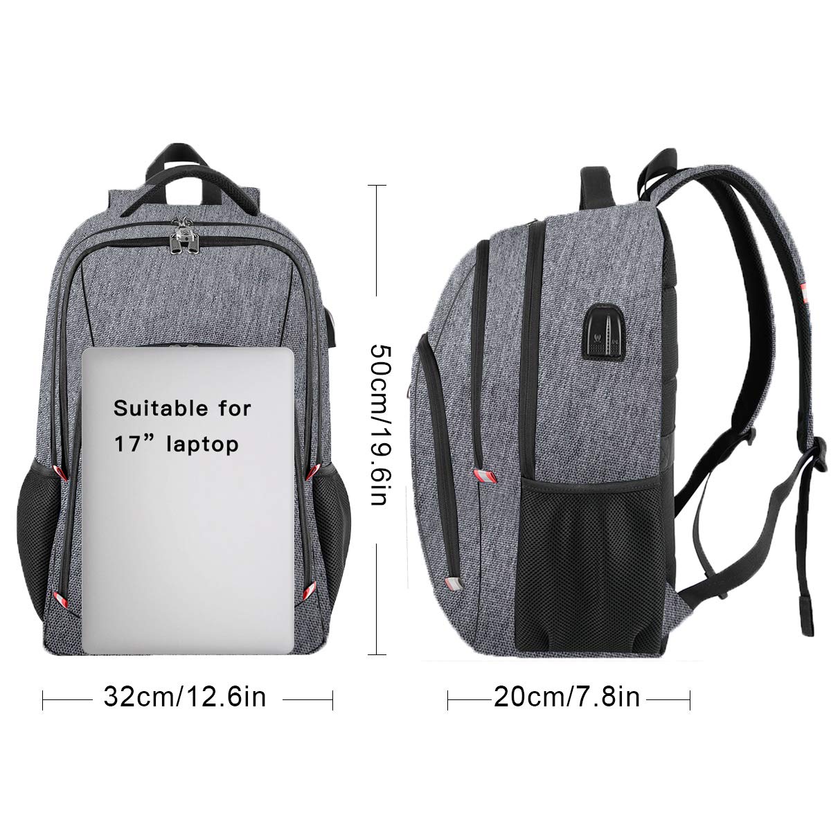 Travel Laptop Backpack, Black Backpack for Men and Women