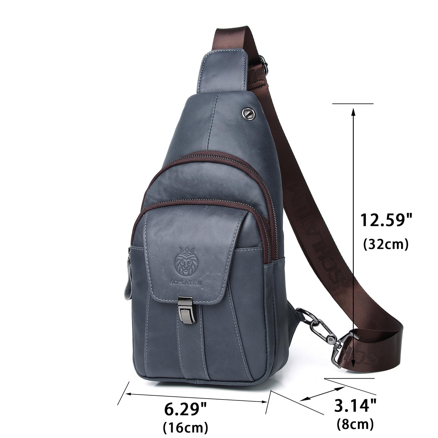 LUKZIJAES Genuine Leather Sling Bag for Men