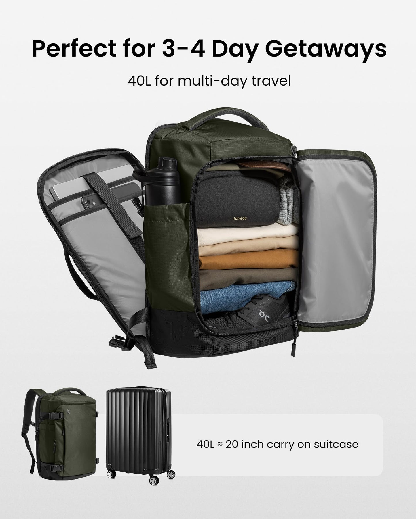 tomtoc 40L Laptop Backpack