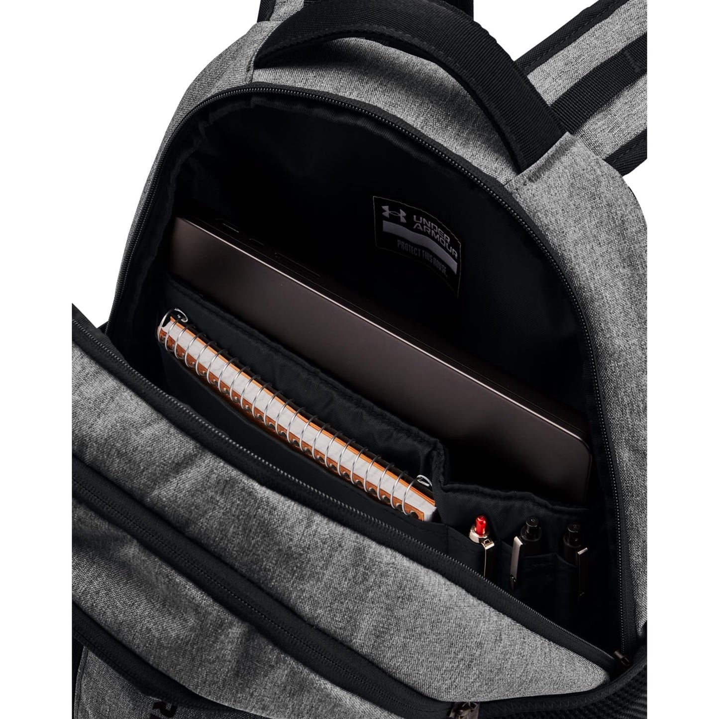 Under Armour Hustle 6.0 Backpack, Black/White