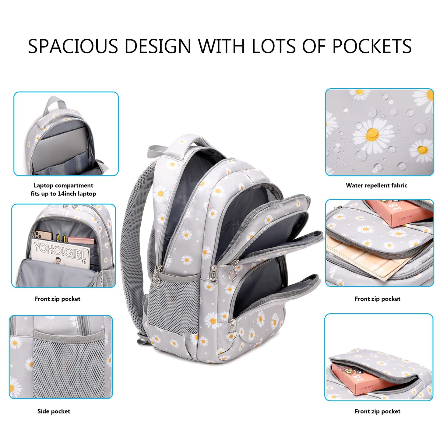 Goldwheat Daisy Backpack Set, 3pcs
