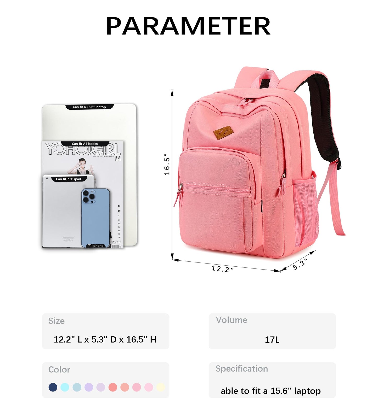 abshoo Basic Travel Backpack, Water-Resistant