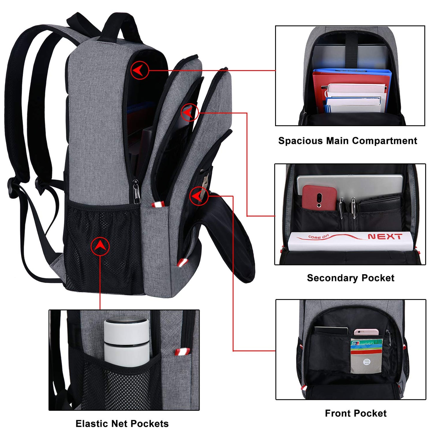 Travel Laptop Backpack, Black Backpack for Men and Women