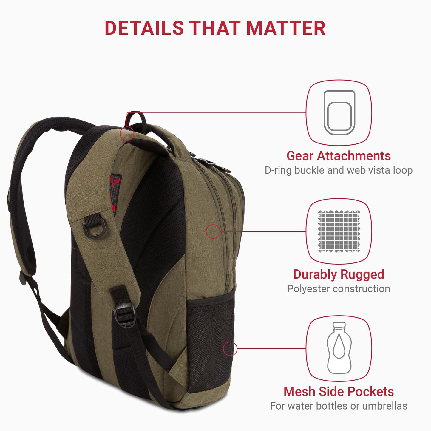 SwissGear Cecil 5505 Laptop Backpack, Pastel Brown/Black, 18-Inch