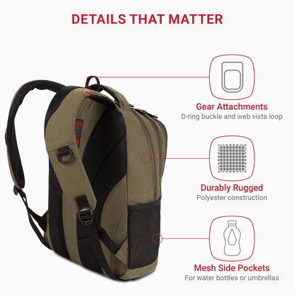 SwissGear Cecil 5505 Laptop Backpack, Pastel Brown/Black, 18-Inch