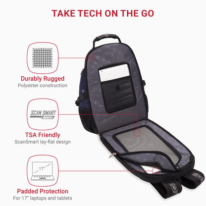 SwissGear 1900 ScanSmart TSA Laptop Backpack, 17" Black