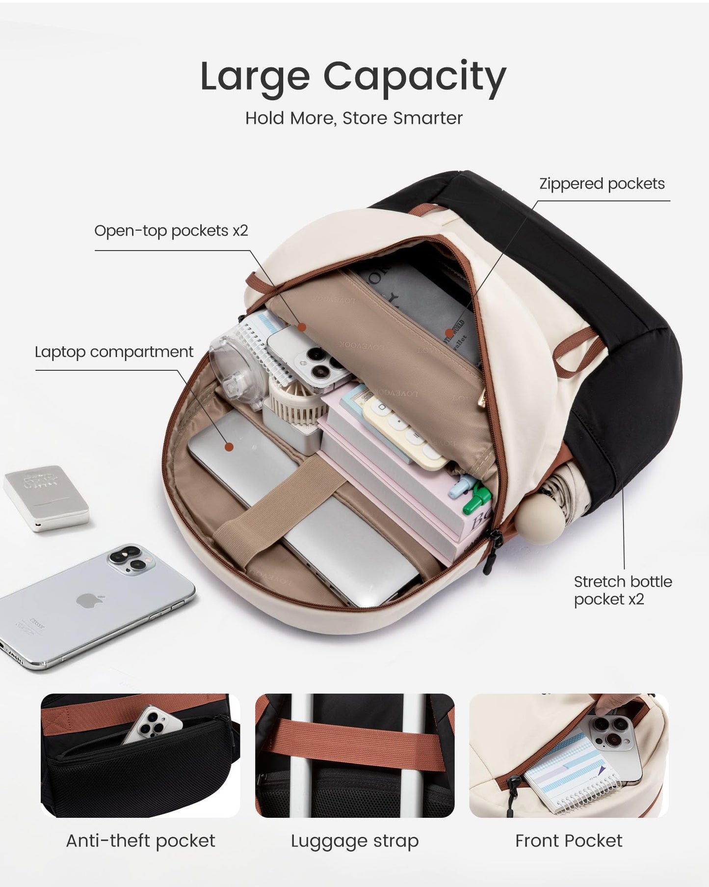 LOVEVOOK Small Water-Resistant Travel Backpack for Women