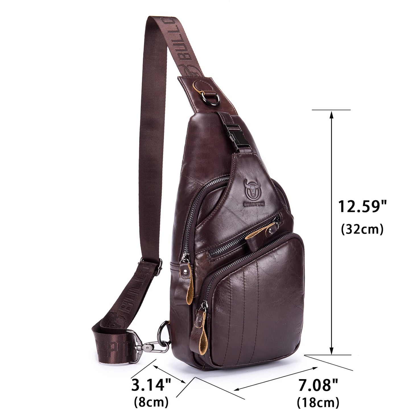 LUKZIJAES Genuine Leather Sling Bag for Men