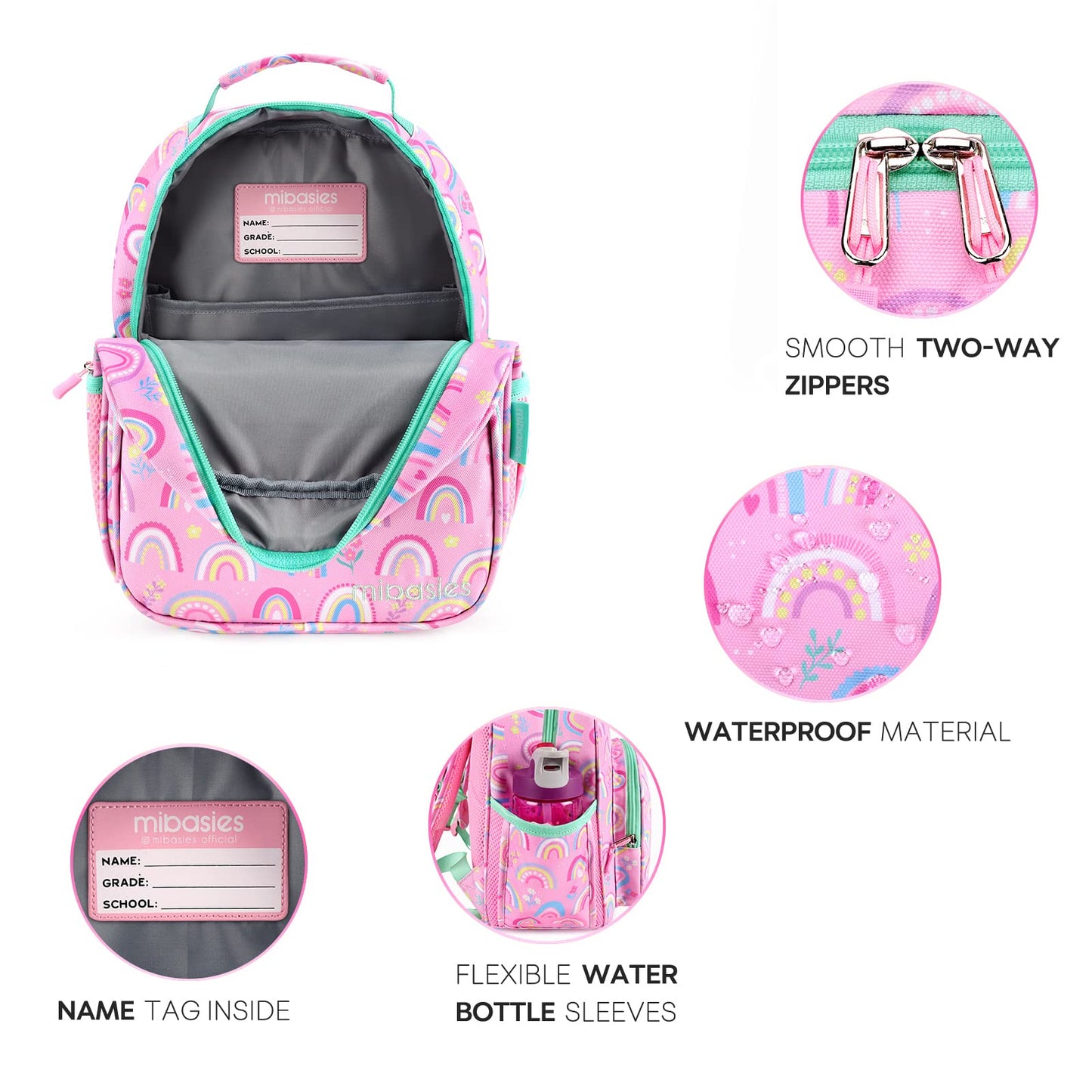 mibasies Girls Backpack 5-8: Lightweight Kids