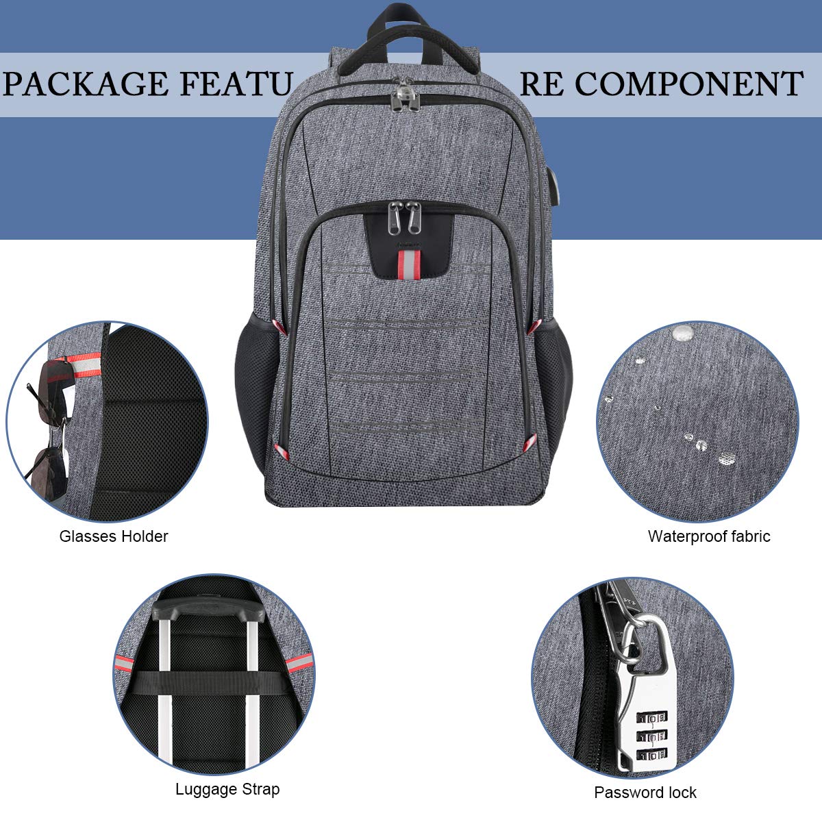 Travel Laptop Backpack, Black Backpack for Men and Women
