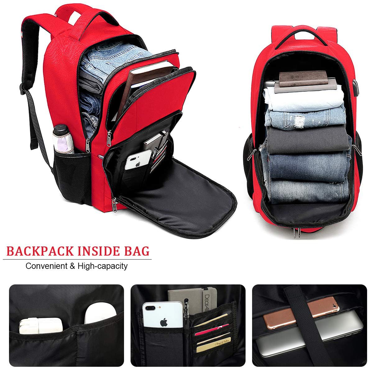 Travel Laptop Backpack, Black Backpack for Men and Women