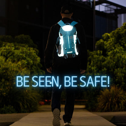 Reflective Motorcycle Backpack with Helmet Holder, Green