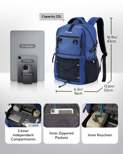 WATERFLY 22L Lightweight Travel & Hiking Backpack