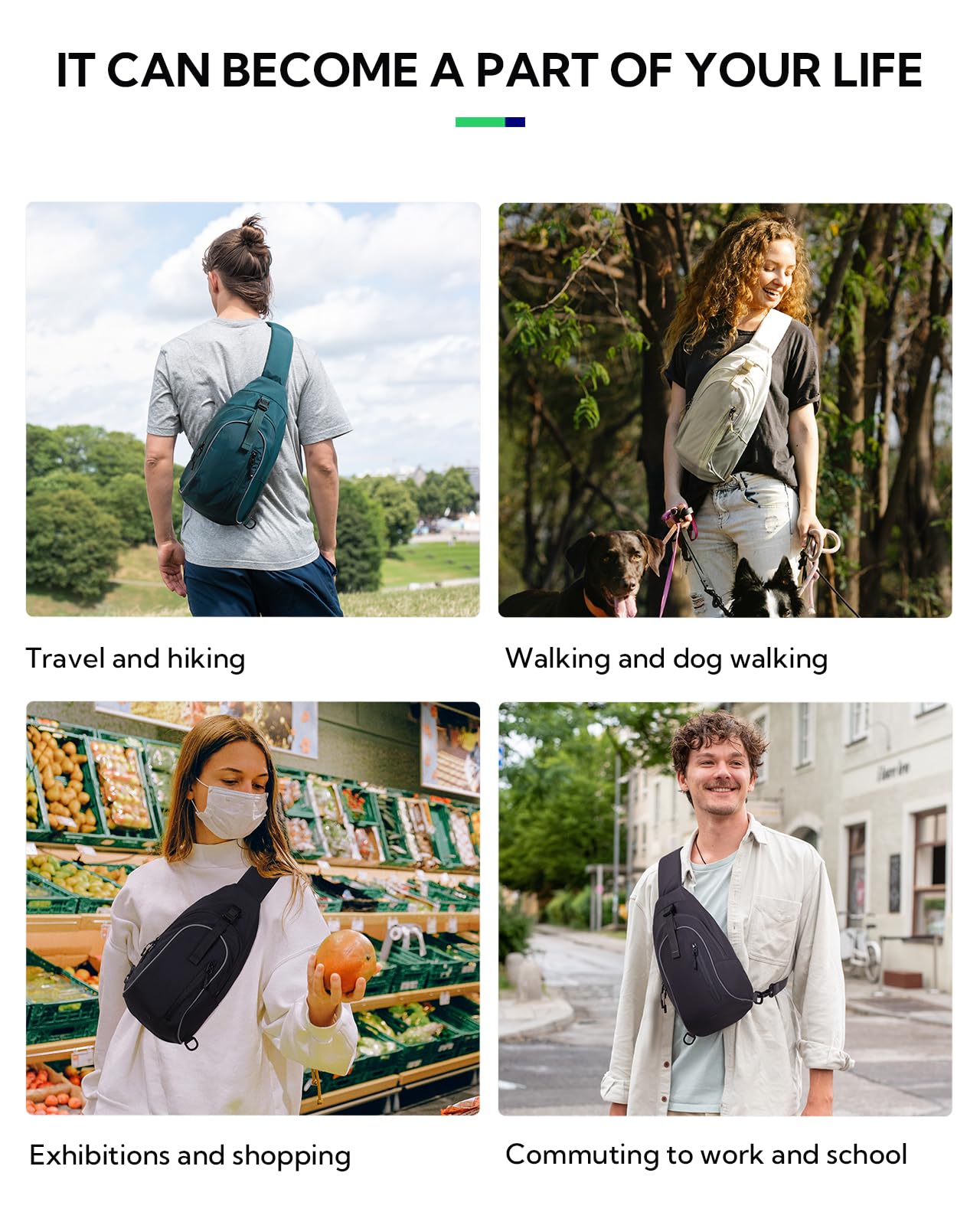 WATERFLY Crossbody Sling Backpack for Travel
